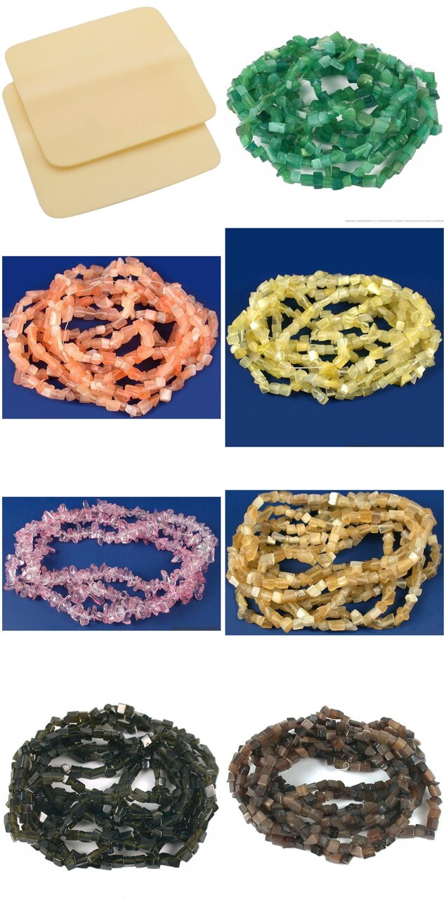 2 Beading Mats 8" x 8" & 7 Strands Glass & Chip Beads Various Colors and Sizes